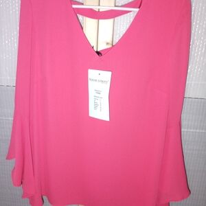 Frank Lyman Design Women's V-Neck Pink Blouse